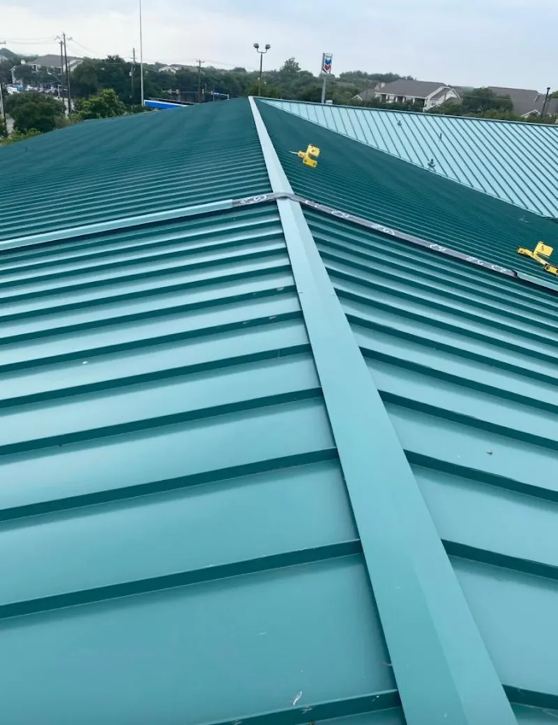 Green commercial metal roof ridge and valley for Metal Roof Repair in Beverly Hills